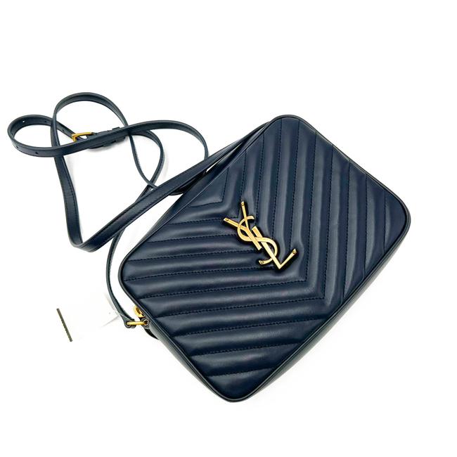 Saint Laurent Monogram Lou Camera Calfskin Matelasse Blue Leather Shoulder Bag