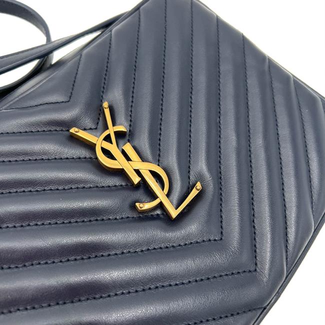 Saint Laurent Monogram Lou Camera Calfskin Matelasse Blue Leather Shoulder Bag