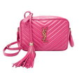 Saint Laurent Monogram Lou Camera Calfskin Matelasse Bright Pink Leather Shoulder Bag