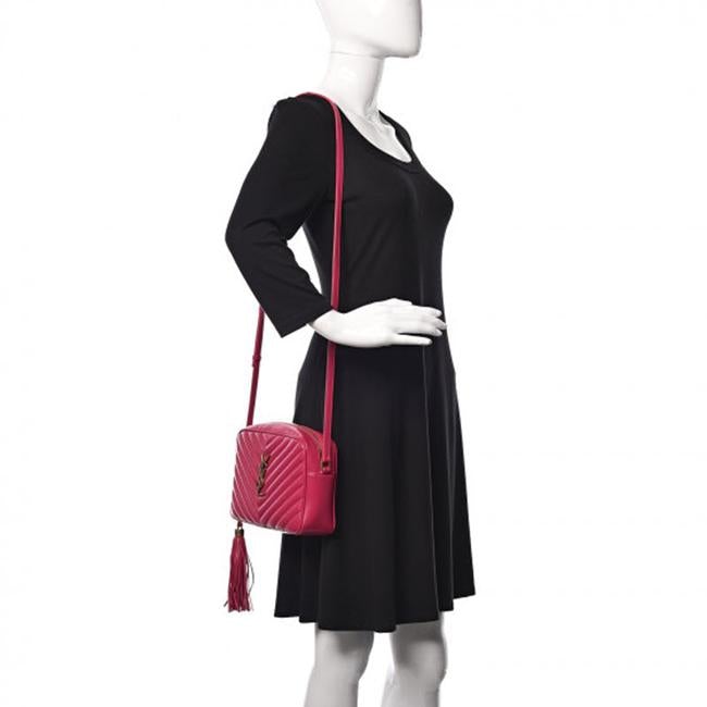 Saint Laurent Monogram Lou Camera Calfskin Matelasse Bright Pink Leather Shoulder Bag