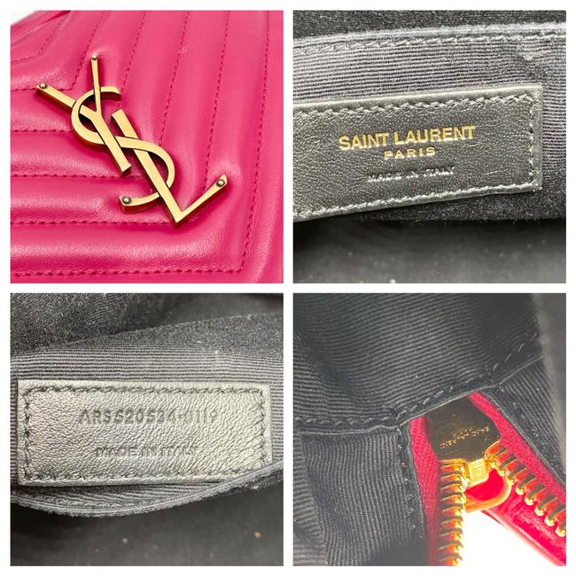 Saint Laurent Monogram Lou Camera Calfskin Matelasse Bright Pink Leather Shoulder Bag