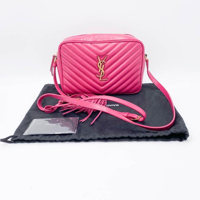 Saint Laurent Monogram Lou Camera Calfskin Matelasse Bright Pink Leather Shoulder Bag