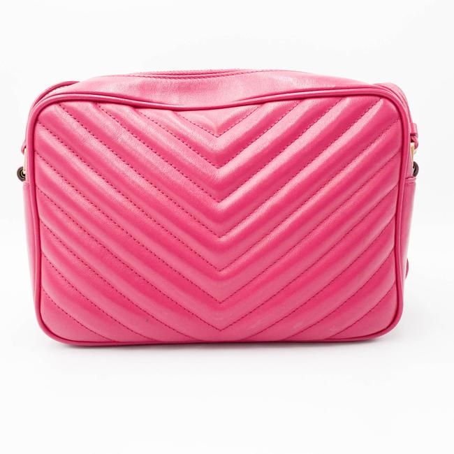 Saint Laurent Monogram Lou Camera Calfskin Matelasse Bright Pink Leather Shoulder Bag