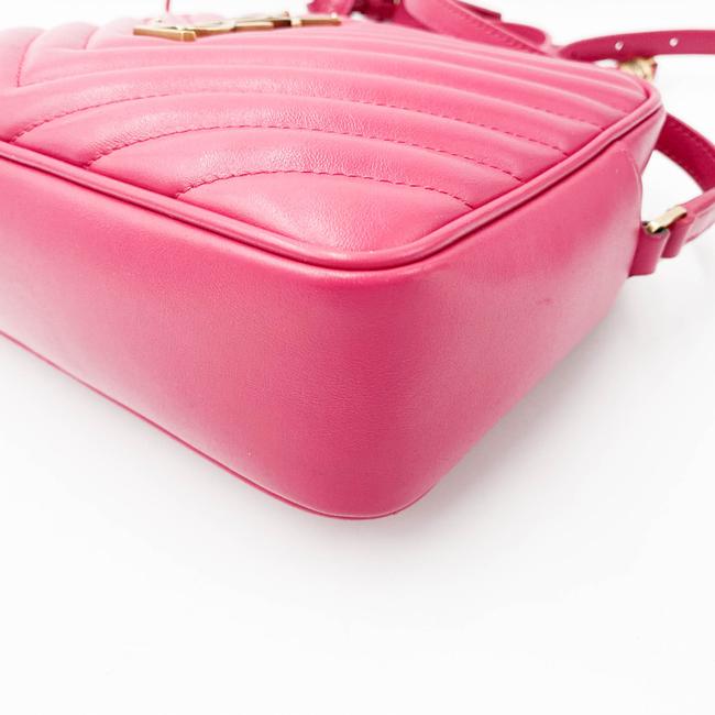 Saint Laurent Monogram Lou Camera Calfskin Matelasse Bright Pink Leather Shoulder Bag