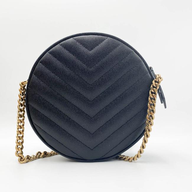 Saint Laurent Monogram Lou Camera Grain De Poudre Matelasse Quilted Round Vinyle Black Leather Cross Body Bag