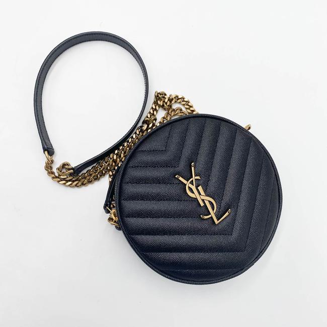 Saint Laurent Monogram Lou Camera Grain De Poudre Matelasse Quilted Round Vinyle Black Leather Cross Body Bag