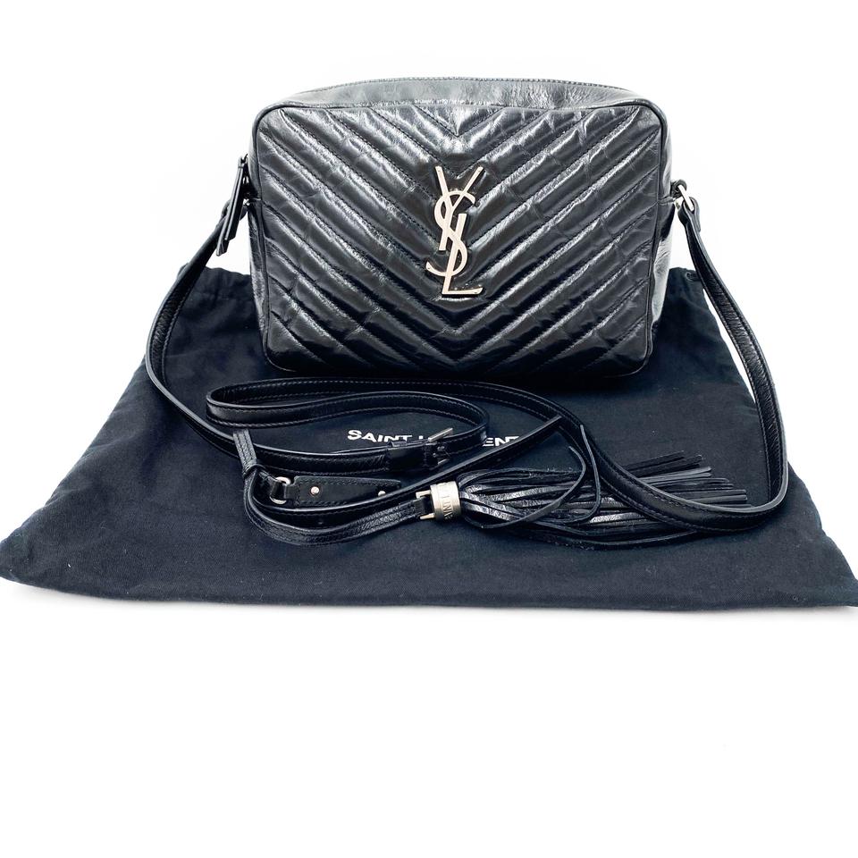 Saint Laurent Monogram Lou Camera Matelasse Black Patent Leather Shoulder Bag