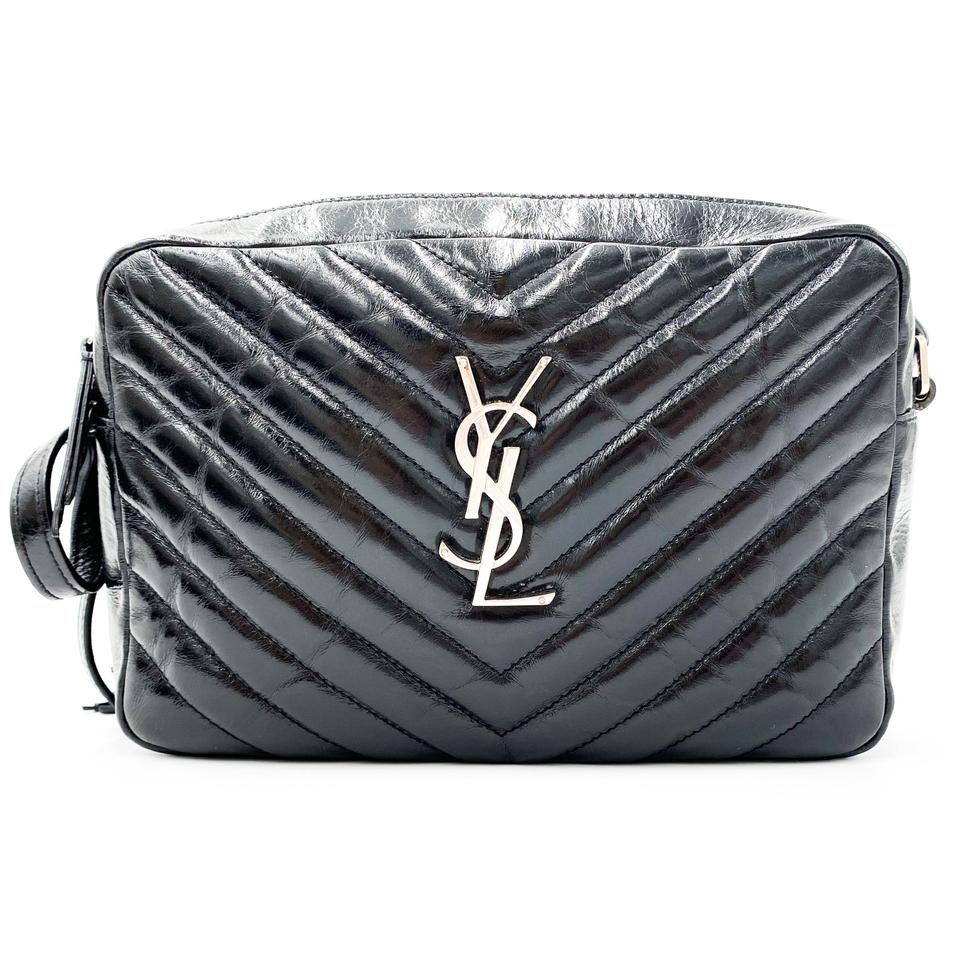 Saint Laurent Monogram Lou Camera Matelasse Black Patent Leather Shoulder Bag