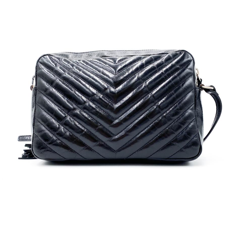 Saint Laurent Monogram Lou Camera Matelasse Black Patent Leather Shoulder Bag