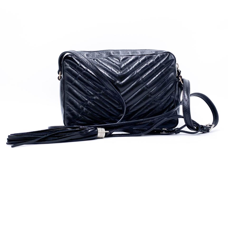 Saint Laurent Monogram Lou Camera Matelasse Black Patent Leather Shoulder Bag