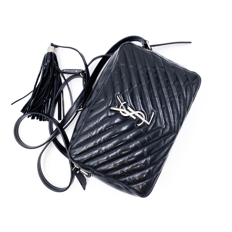 Saint Laurent Monogram Lou Camera Matelasse Black Patent Leather Shoulder Bag