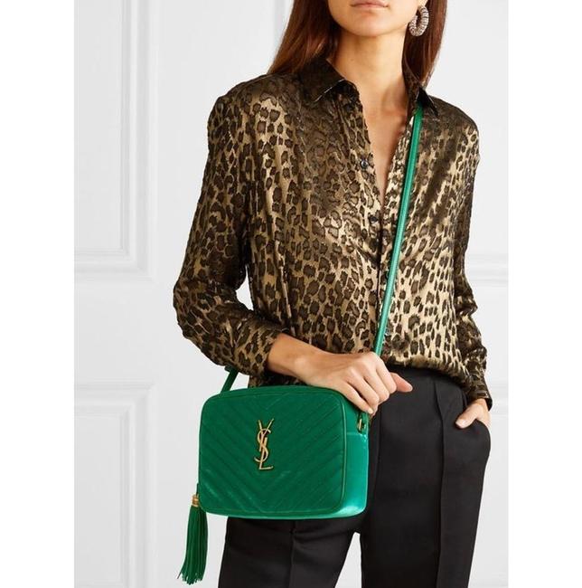 Saint Laurent Monogram Lou Camera Matelasse Deep Malachite Green Velvet Shoulder Bag