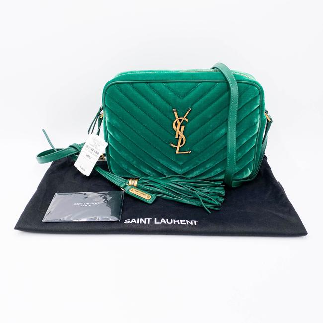 Saint Laurent Monogram Lou Camera Matelasse Deep Malachite Green Velvet Shoulder Bag