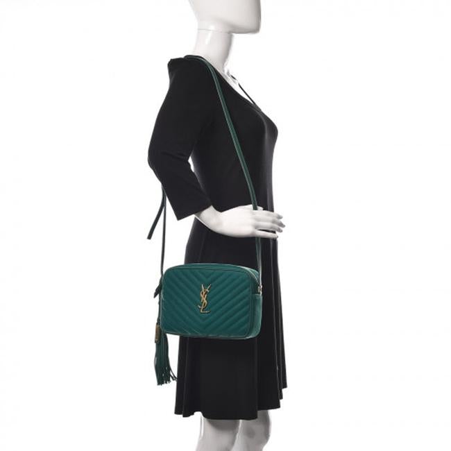 Saint Laurent Monogram Lou Camera Matelasse Deep Malachite Green Velvet Shoulder Bag