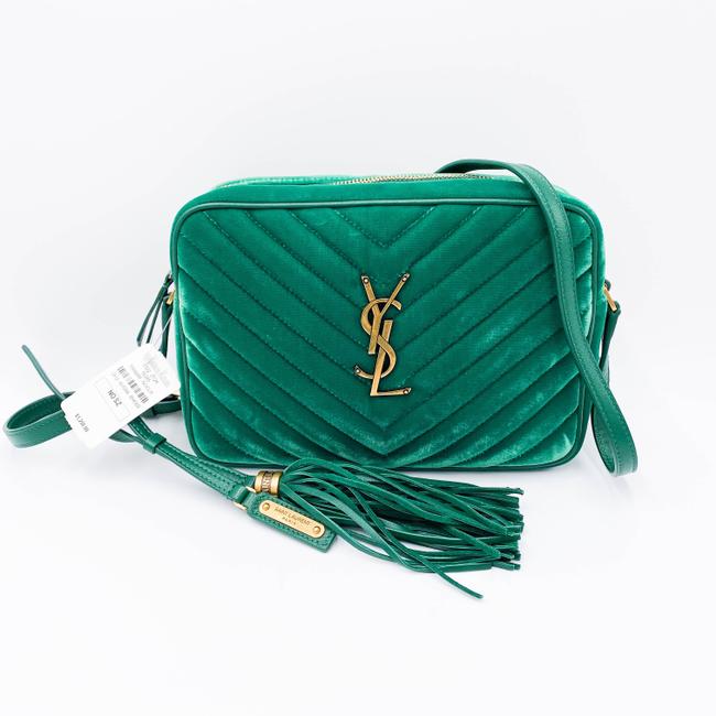 Saint Laurent Monogram Lou Camera Matelasse Deep Malachite Green Velvet Shoulder Bag