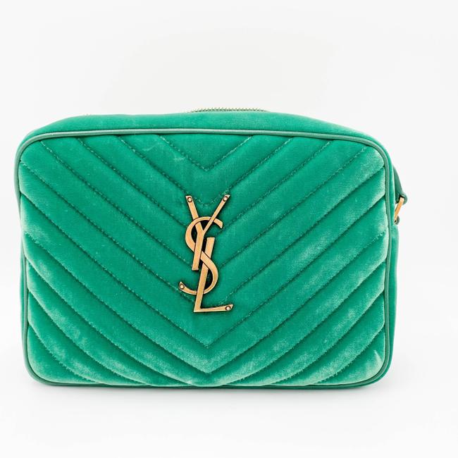 Saint Laurent Monogram Lou Camera Matelasse Deep Malachite Green Velvet Shoulder Bag