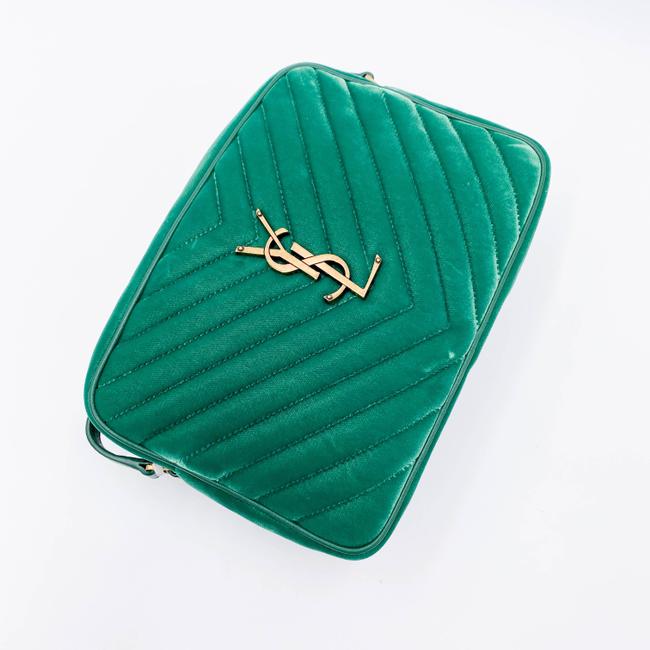 Saint Laurent Monogram Lou Camera Matelasse Deep Malachite Green Velvet Shoulder Bag