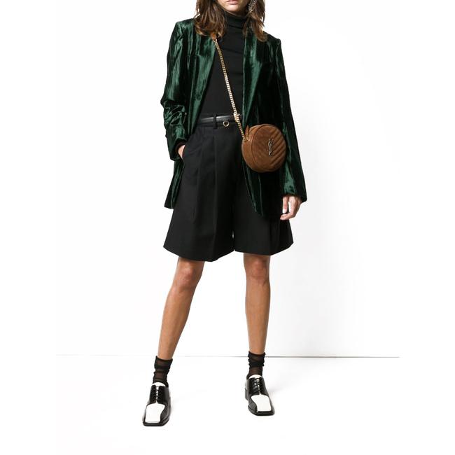 Saint Laurent Monogram Lou Camera Women's Vinyle Quilted Round Brown Suede Leather Cross Body Bag