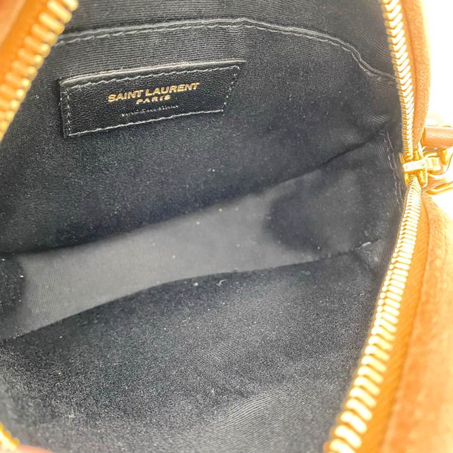 Saint Laurent Monogram Lou Camera Women's Vinyle Quilted Round Brown Suede Leather Cross Body Bag