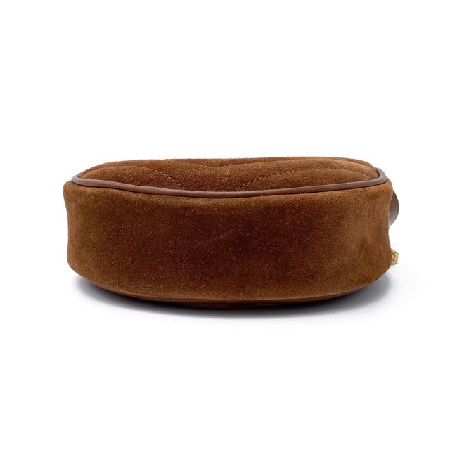 Saint Laurent Monogram Lou Camera Women's Vinyle Quilted Round Brown Suede Leather Cross Body Bag