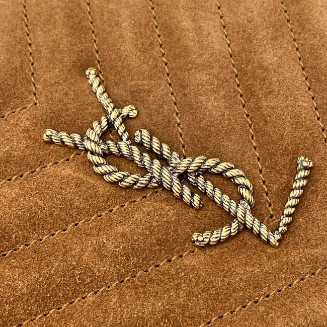 Saint Laurent Monogram Lou Camera Women's Vinyle Quilted Round Brown Suede Leather Cross Body Bag