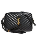 Saint Laurent Monogram Lou Shoulder Quilted Camera Black Leather Cross Body Bag