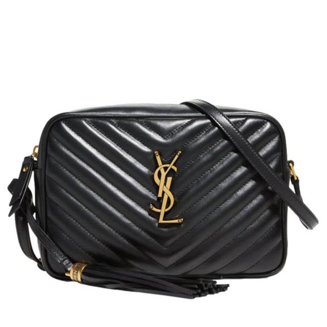 Saint Laurent Monogram Lou Shoulder Quilted Camera Black Leather Cross Body Bag