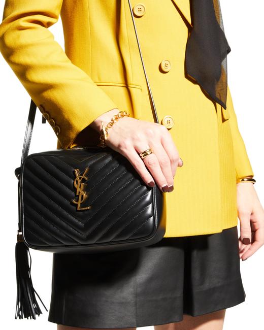 Saint Laurent Monogram Lou Shoulder Quilted Camera Black Leather Cross Body Bag