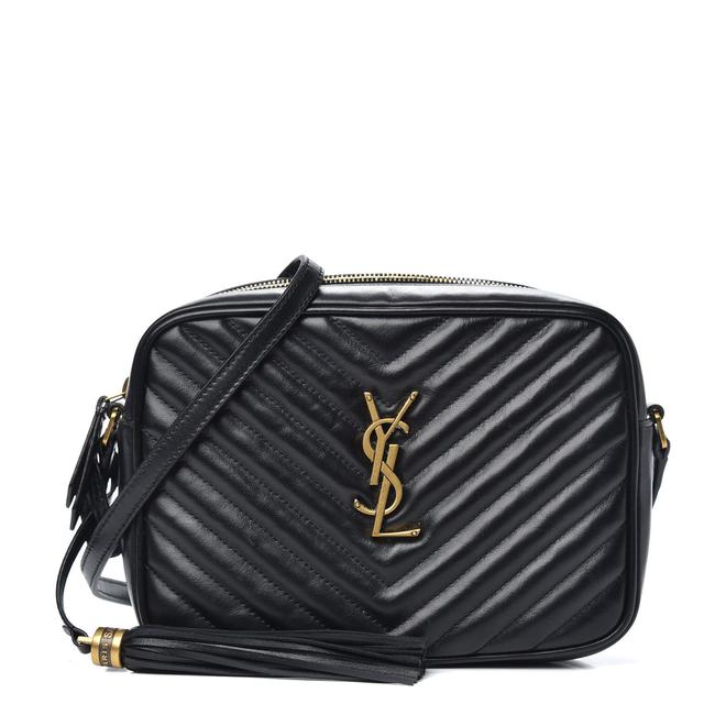 Saint Laurent Monogram Lou Shoulder New Quilted Camera Black Leather Cross Body Bag