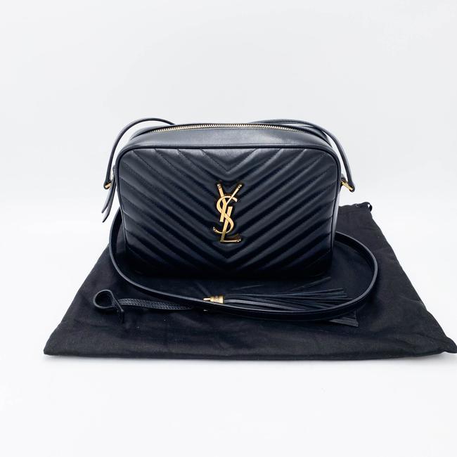 Saint Laurent Monogram Lou Shoulder Quilted Camera Black Leather Cross Body Bag