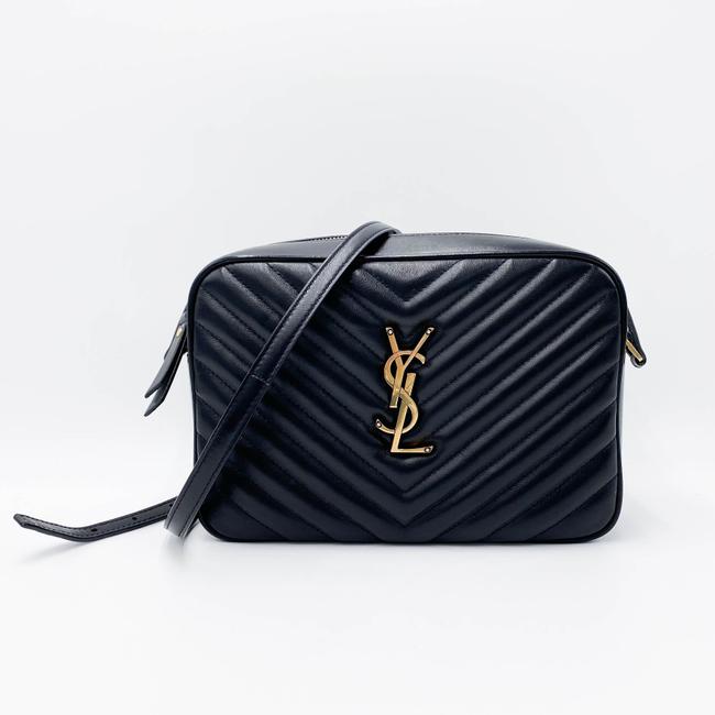 Saint Laurent Monogram Lou Shoulder Quilted Camera Black Leather Cross Body Bag