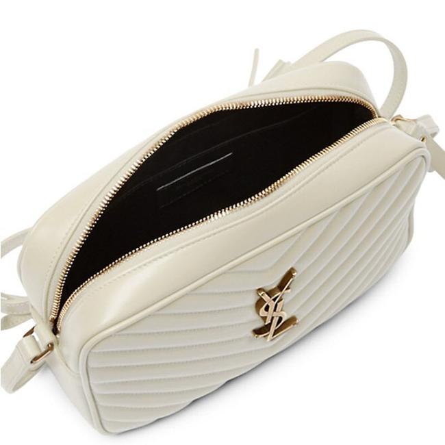 Saint Laurent Monogram Lou Shoulder New Quilted Camera Cream White Leather Cross Body Bag