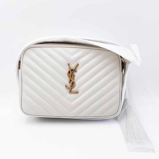 Saint Laurent Monogram Lou Shoulder New Quilted Camera Cream White Leather Cross Body Bag
