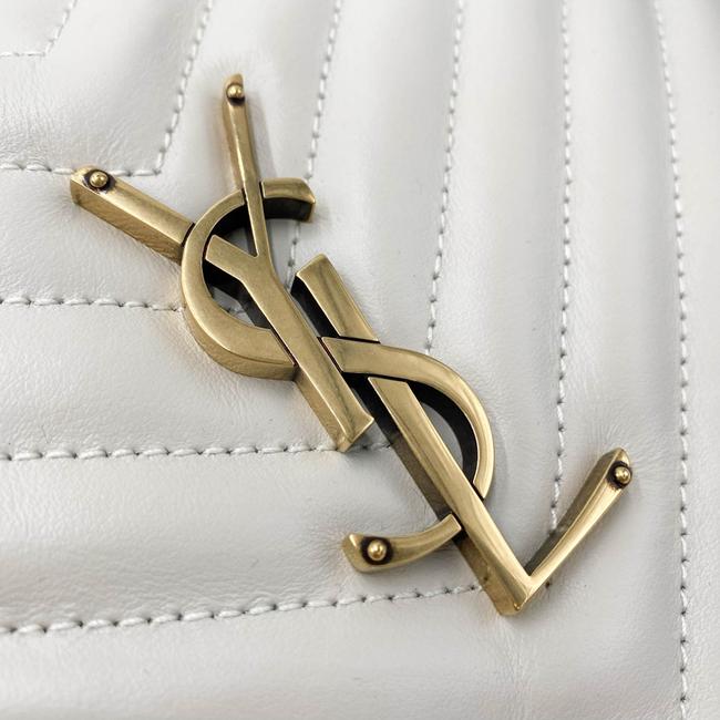 Saint Laurent Monogram Lou Shoulder New Quilted Camera Cream White Leather Cross Body Bag