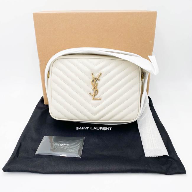 Saint Laurent Monogram Lou Shoulder New Quilted Camera Cream White Leather Cross Body Bag