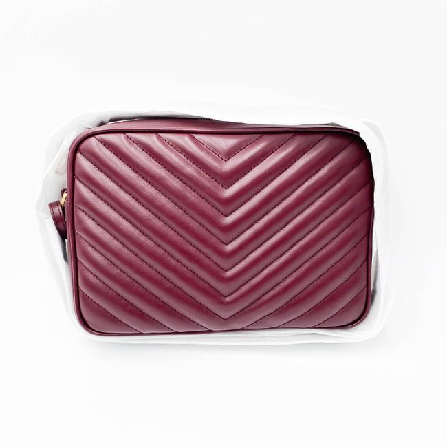 Saint Laurent Monogram Lou Women's Burgundy Camera Red Leather Cross Body Bag