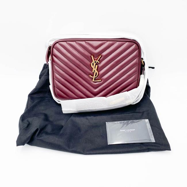 Saint Laurent Monogram Lou Women's Burgundy Camera Red Leather Cross Body Bag