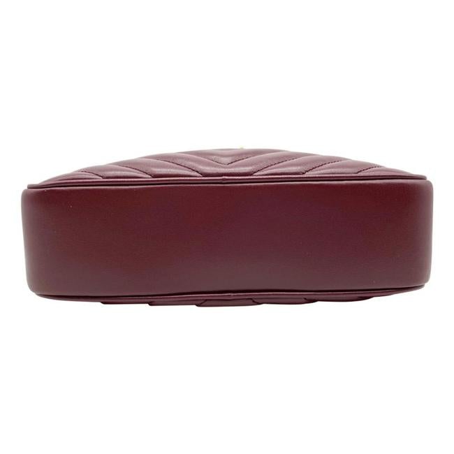 Saint Laurent Monogram Lou Women's Burgundy Camera Red Leather Cross Body Bag