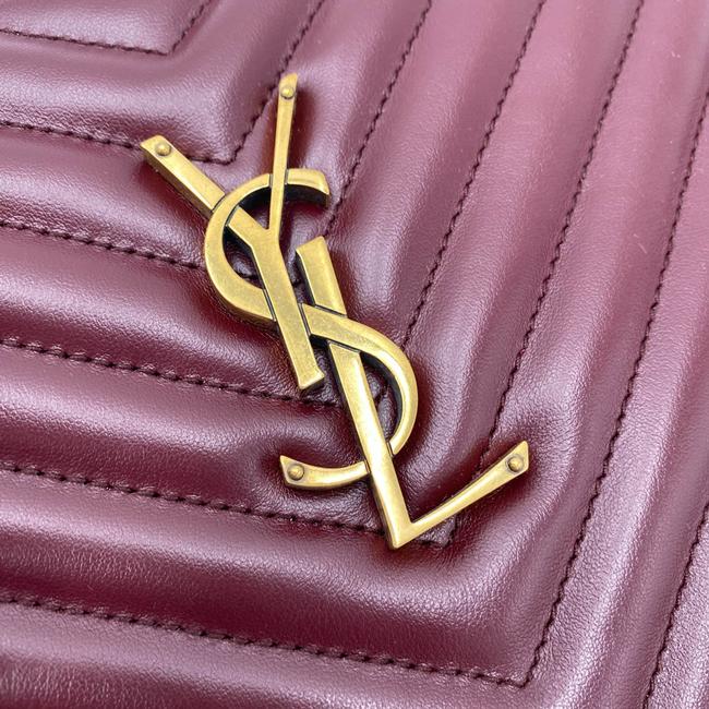 Saint Laurent Monogram Lou Women's Burgundy Camera Red Leather Cross Body Bag
