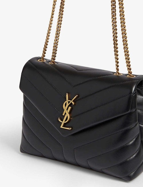 Saint Laurent Monogram Loulou 2020 Small Gold Ghw Black Leather Shoulder Bag