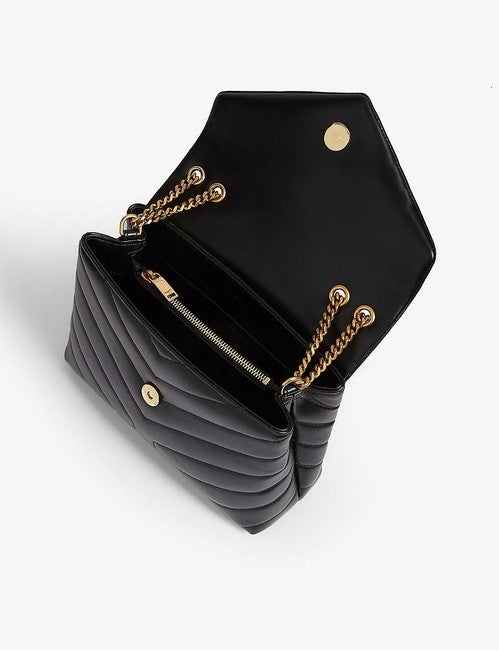 Saint Laurent Monogram Loulou 2020 Small Gold Ghw Black Leather Shoulder Bag