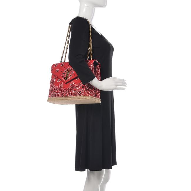 Saint Laurent Monogram Loulou Bandana Medium Red Coated Canvas Tote