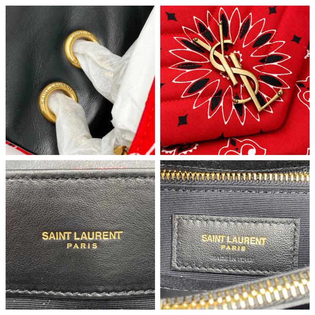 Saint Laurent Monogram Loulou Bandana Medium Red Coated Canvas Tote