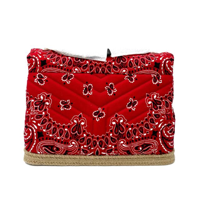 Saint Laurent Monogram Loulou Bandana Medium Red Coated Canvas Tote