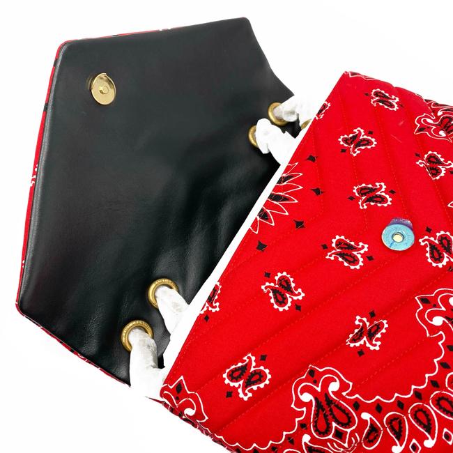 Saint Laurent Monogram Loulou Bandana Medium Red Coated Canvas Tote