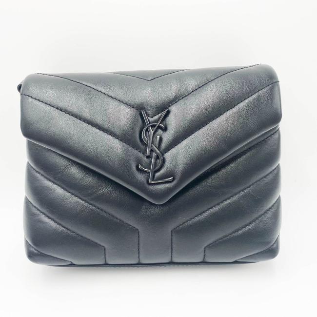 Saint Laurent Monogram Loulou Calfskin Y Quilted Monogram Black Leather Cross Body Bag