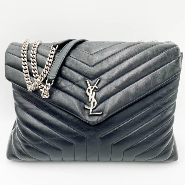 Saint Laurent Monogram Loulou Calfskin Y Quilted Monogram Large Chain Satchel Black Leather Shoulder Bag