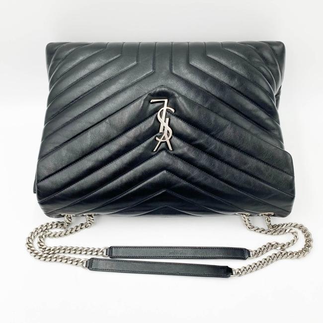 Saint Laurent Monogram Loulou Calfskin Y Quilted Monogram Large Chain Satchel Black Leather Shoulder Bag