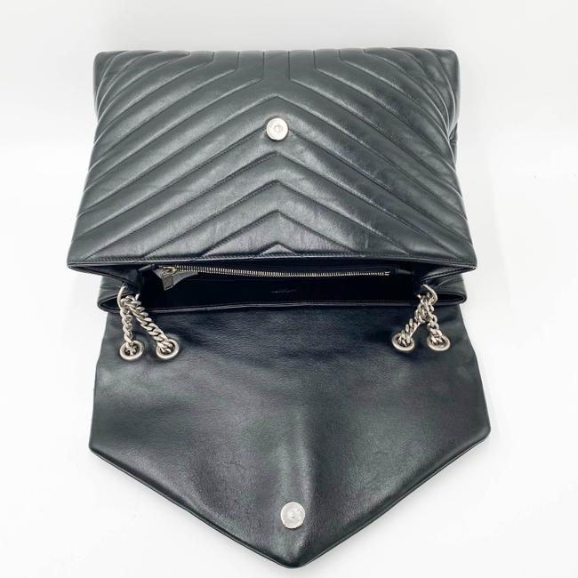 Saint Laurent Monogram Loulou Calfskin Y Quilted Monogram Large Chain Satchel Black Leather Shoulder Bag