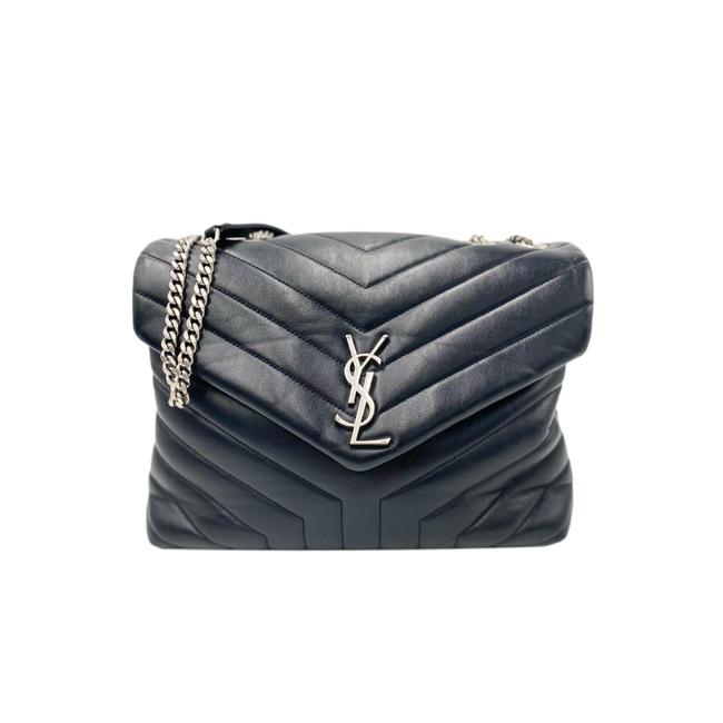 Saint Laurent Monogram Loulou Calfskin Y Quilted Monogram Medium Chain Satchel Black Leather Shoulder Bag